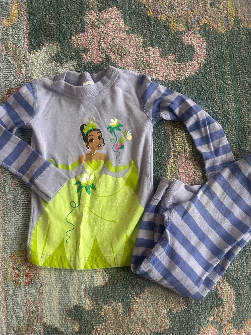 Hanna Andersson Girls Purple Striped Tiana Pajama Set 3T